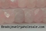 CRQ686 15.5 inches 8*14mm faceted rondelle rose quartz beads