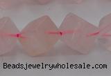 CRQ694 15.5 inches 10*10mm cube rose quartz beads wholesale