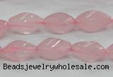 CRQ70 15.5 inches 8*16mm twisted rice natural rose quartz beads