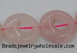 CRQ710 15.5 inches 25mm flat round rose quartz beads