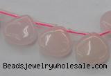 CRQ721 Top drilled 15*15mm flat teardrop rose quartz beads