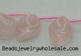 CRQ732 Top drilled 15*20mm twisted marquise rose quartz beads