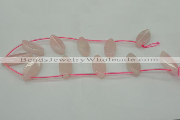 CRQ738 Top drilled 15*35mm marquise rose quartz beads