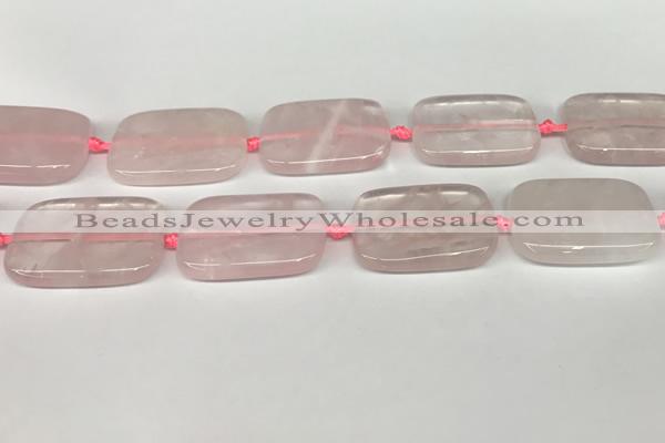 CRQ754 15.5 inches 25*35mm rectangle rose quartz beads