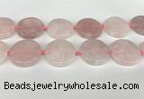 CRQ762 15.5 inches 35mm flat round rose quartz beads