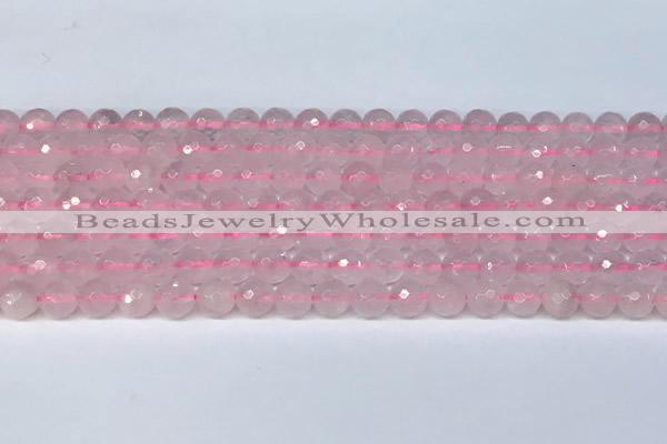 CRQ796 15.5 inches 6mm faceted round rose quartz gemstone beads