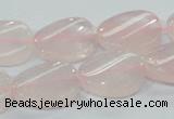 CRQ80 15.5 inches 15*20mm twisted oval natural rose quartz beads