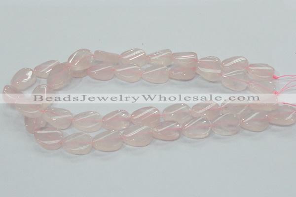 CRQ80 15.5 inches 15*20mm twisted oval natural rose quartz beads