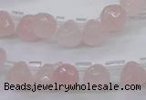 CRQ800 Top drilled 7*7mm faceted teardrop rose quartz beads