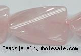 CRQ84 15.5 inches 30*40mm twisted rectangle natural rose quartz beads