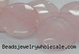 CRQ97 15.5 inches 25mm faceted flat round natural rose quartz beads