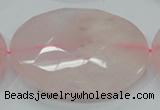 CRQ99 15.5 inches 50mm faceted flat round natural rose quartz beads