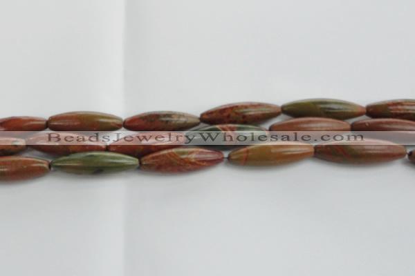 CRS102 15.5 inches 12*40mm rice rainbow jasper stone beads