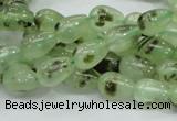 CRU104 15.5 inches 7*10mm teardrop green rutilated quartz beads