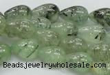 CRU105 15.5 inches 10*14mm teardrop green rutilated quartz beads