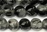 CRU1065 15 inches 6mm round black rutilated quartz beads