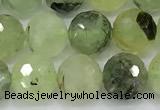 CRU1077 15 inches 10mm faceted round green rutilated quartz beads