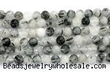 CRU1083 15.5 inches 10mm round black rutilated quartz gemstone beads