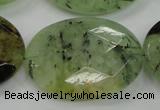 CRU142 15.5 inches 30*40mm faceted oval green rutilated quartz beads