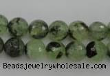 CRU155 15.5 inches 10mm faceted round green rutilated quartz beads