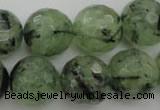 CRU158 15.5 inches 16mm faceted round green rutilated quartz beads