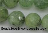 CRU159 15.5 inches 18mm faceted round green rutilated quartz beads