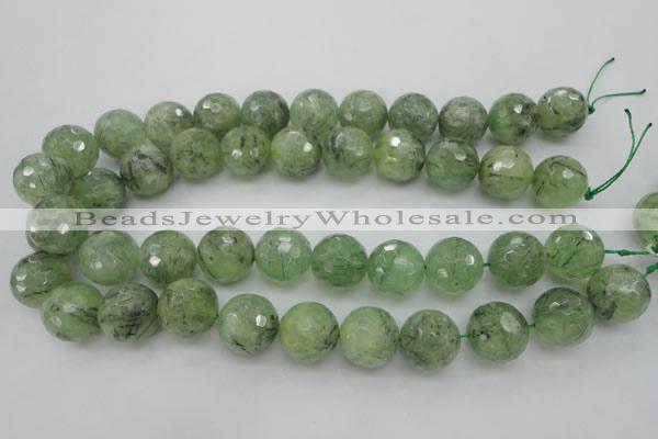 CRU159 15.5 inches 18mm faceted round green rutilated quartz beads