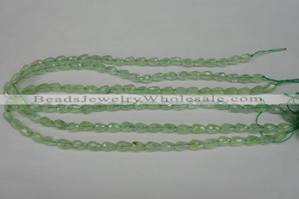 CRU170 15.5 inches 6*10mm faceted teardrop green rutilated quartz beads