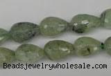 CRU173 15.5 inches 10*14mm faceted teardrop green rutilated quartz beads