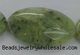 CRU192 15.5 inches 30*50mm faceted oval green rutilated quartz beads