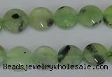 CRU210 15 inches 12mm faceted coin green rutilated quartz beads