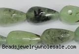 CRU215 15 inches 12*22mm faceted teardrop green rutilated quartz beads