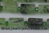 CRU220 15.5 inches 10*15mm faceted tube green rutilated quartz beads