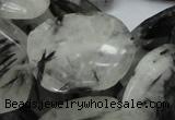 CRU23 15.5 inches 22*30mm faceted freeform black rutilated quartz beads