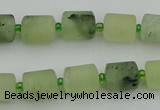 CRU231 15.5 inches 9*11mm tube matte green rutilated quartz beads