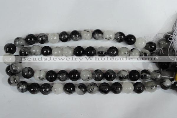 CRU306 15.5 inches 14mm round black rutilated quartz beads