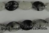 CRU331 15.5 inches 10*14mm oval black rutilated quartz beads