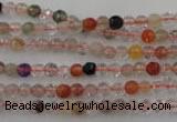 CRU400 15.5 inches 4mm faceted round Multicolor rutilated quartz beads