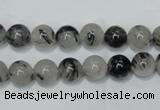 CRU50 15.5 inches 4mm round black rutilated quartz beads wholesale