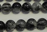 CRU504 15.5 inches 12mm round black rutilated quartz beads wholesale