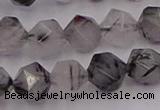 CRU513 15.5 inches 10mm faceted nuggets black rutilated quartz beads