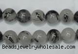 CRU52 15.5 inches 8mm round black rutilated quartz beads wholesale