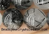 CRU540 15.5 inches 12mm round black rutilated quartz beads wholesale