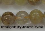 CRU554 15.5 inches 12mm round golden rutilated quartz beads