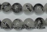 CRU56 15.5 inches 16mm round black rutilated quartz beads wholesale