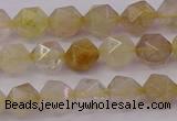 CRU621 15.5 inches 6mm faceted nuggets golden rutilated quartz beads