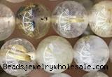 CRU637 15.5 inches 8mm round golden rutilated quartz beads