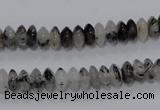 CRU65 15.5 inches 4*8mm rondelle black rutilated quartz beads