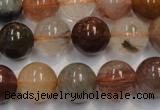 CRU655 15.5 inches 12mm round Multicolor rutilated quartz beads