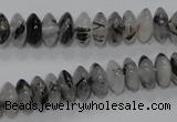 CRU66 15.5 inches 5*10mm rondelle black rutilated quartz beads